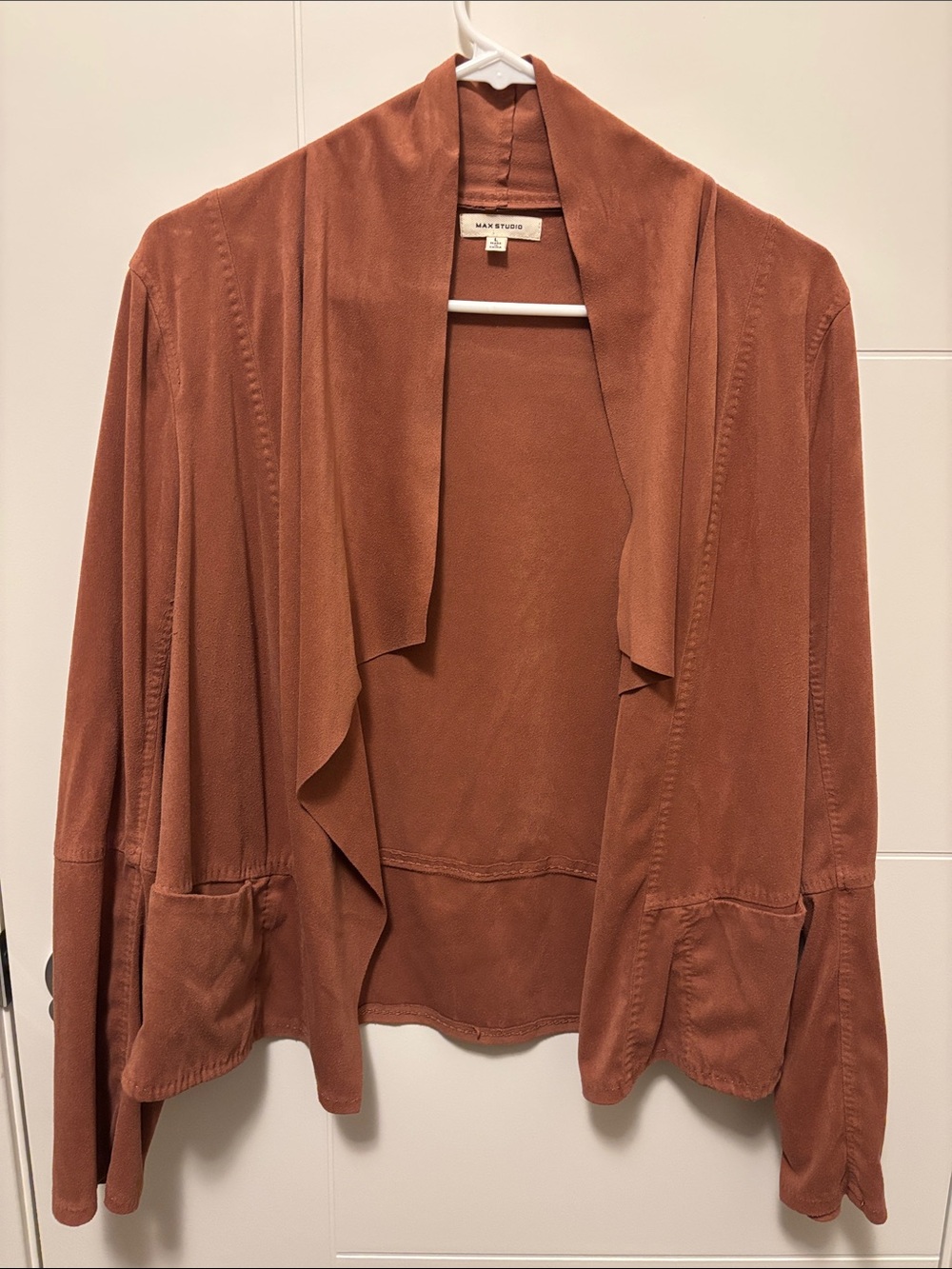 Max Studio Women's Rust Open-Front Draped Blazer